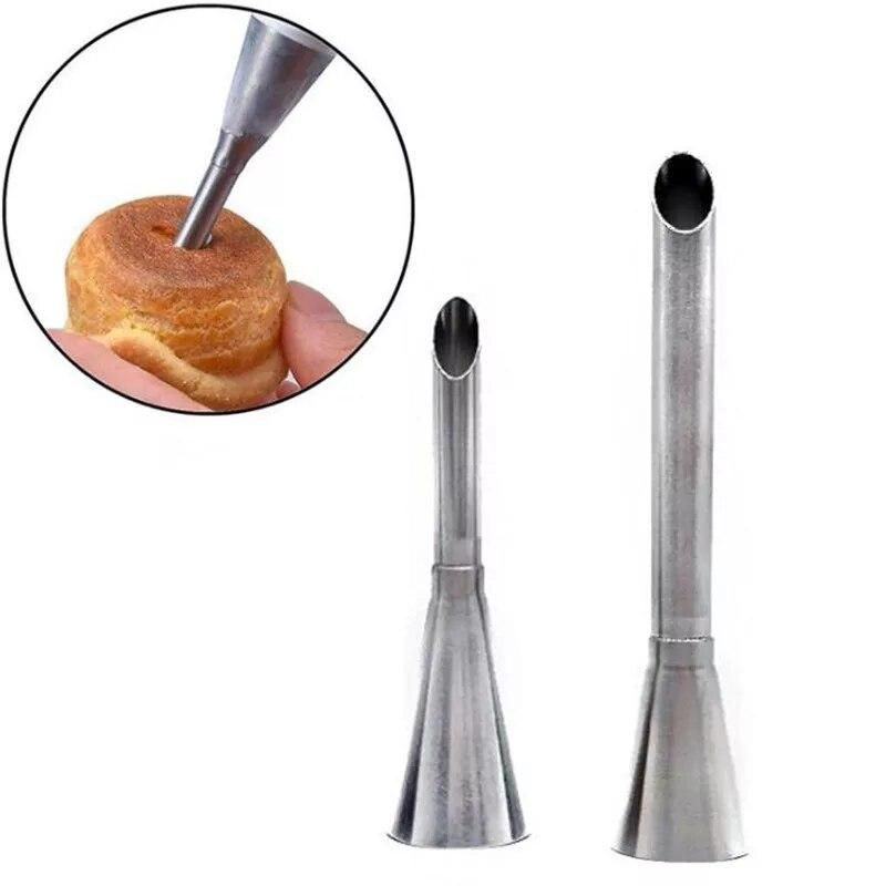 2pcs Puff Nozzle Tip Confectionery Stainless Steel Cake Cupcake Injection Tool Icing Piping set Syringe Pastry Filling Tubes