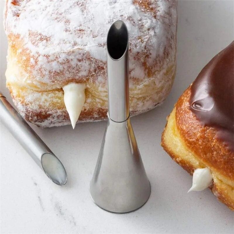 2pcs Puff Nozzle Tip Confectionery Stainless Steel Cake Cupcake Injection Tool Icing Piping set Syringe Pastry Filling Tubes