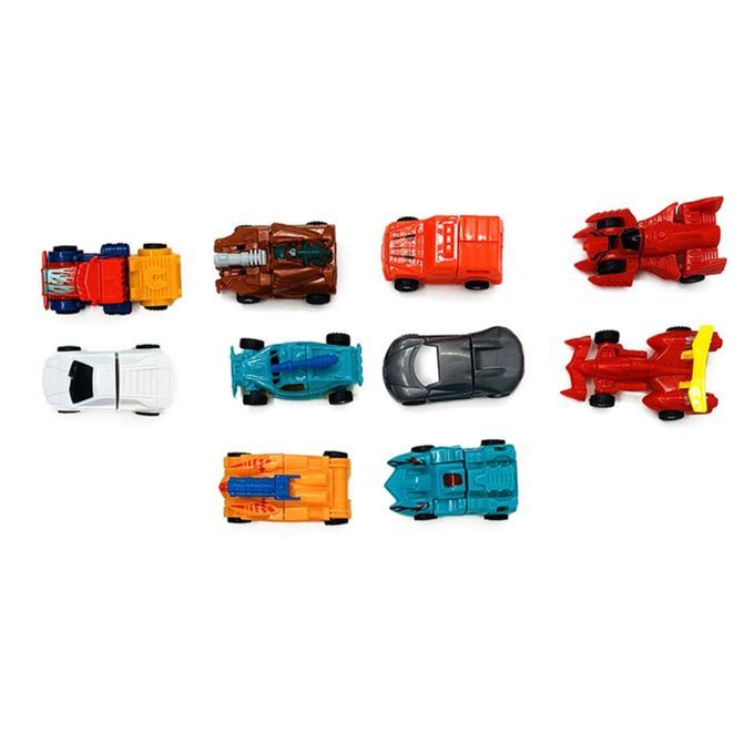 10Pcs Mini Transformation Inertial Car Robot-Random Style