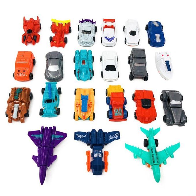 10Pcs Mini Transformation Inertial Car Robot-Random Style