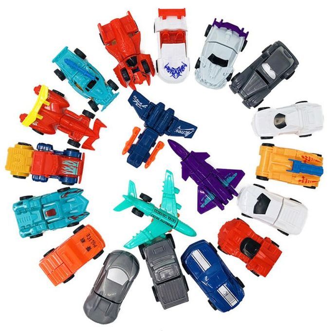 10Pcs Mini Transformation Inertial Car Robot-Random Style