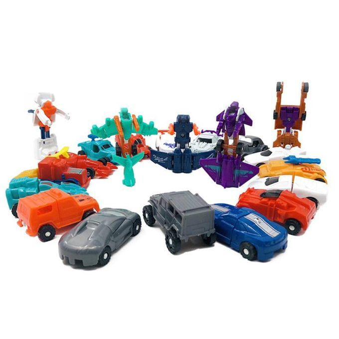 10Pcs Mini Transformation Inertial Car Robot-Random Style