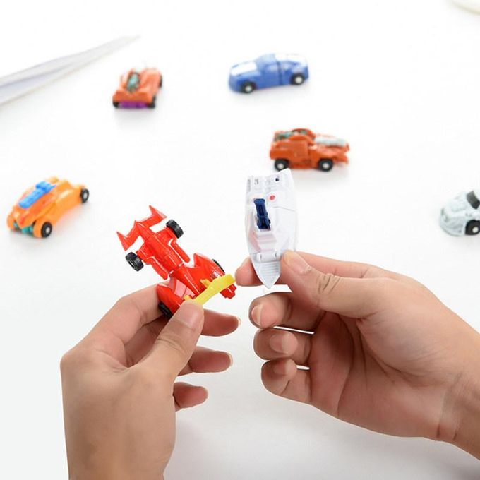 10Pcs Mini Transformation Inertial Car Robot-Random Style