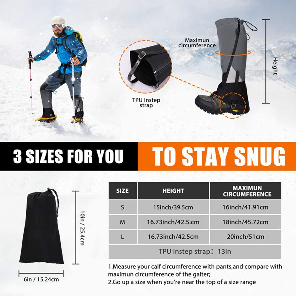 Legging Gaiter Travel Outdoor Leg Warmers Hiking Skiing