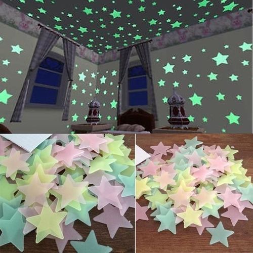 100pcs Lime-Green Star Wall Stickers