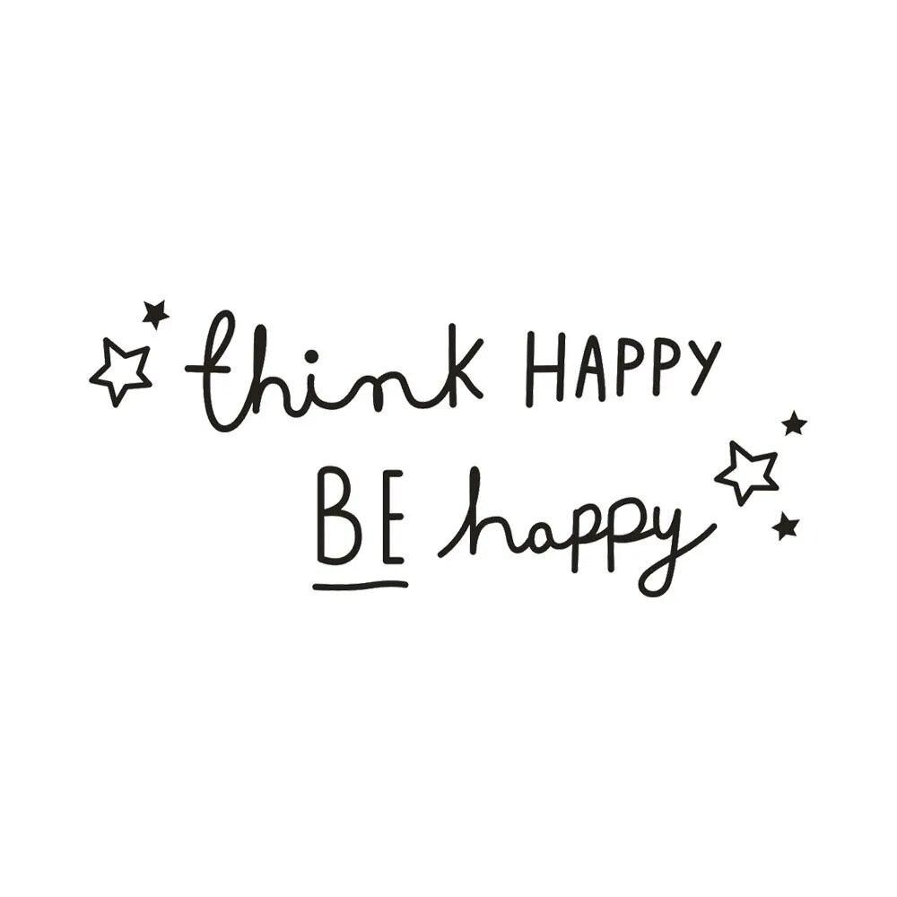 Think Happy Be Happy Quotes Wall Sticker Home Decor Living Room Bedroom Room Decal Wall Mural Muraux Stickers On The Wall 18Oct