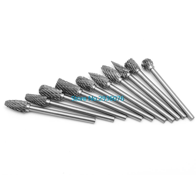 10Pcs Lot 1 8" 6mm Tungsten Carbide Cutter Rotary Burr Set