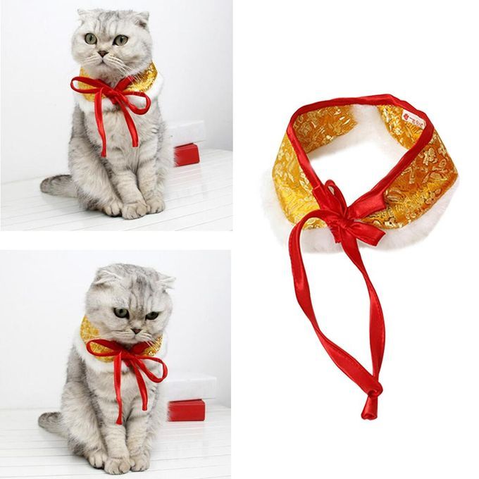 Cute Pet Cloak Shawl Bow Tie New Year Scarf Dress Up Chinese Yellow M