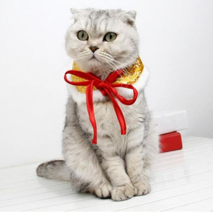 Cute Pet Cloak Shawl Bow Tie New Year Scarf Dress Up Chinese Yellow M