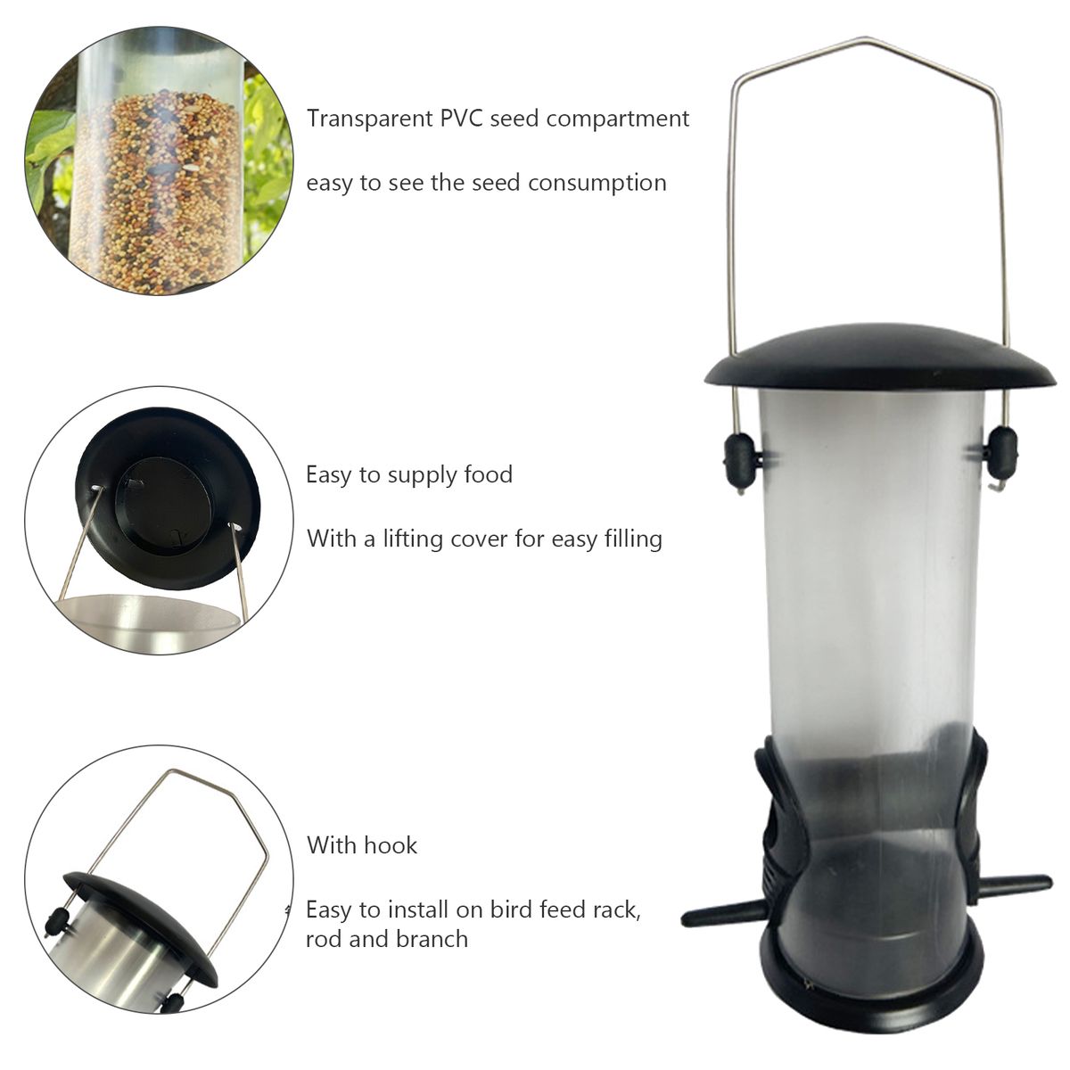 Bird Feeder Hanging Bird Feeder Tube Hanging Feeder 420ml