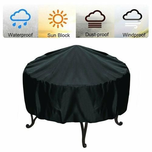 Waterproof Patio Fire Pit Cover Black UV Protector Grill BBQ Shelter Outdoor Garden BBQ Cover Canopy Furniture Covers(120*75cm)