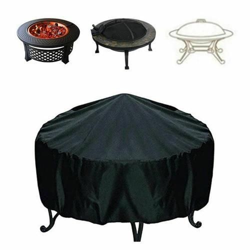 Waterproof Patio Fire Pit Cover Black UV Protector Grill BBQ Shelter Outdoor Garden BBQ Cover Canopy Furniture Covers(120*75cm)