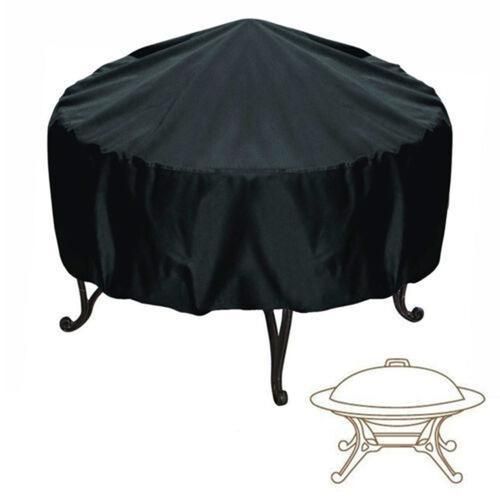 Waterproof Patio Fire Pit Cover Black UV Protector Grill BBQ Shelter Outdoor Garden BBQ Cover Canopy Furniture Covers(120*75cm)