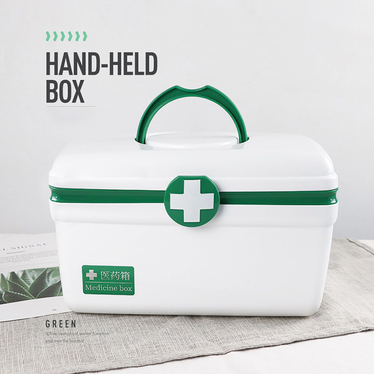 Medicine Box Family Cases Plastic L Storage Box Small Green
