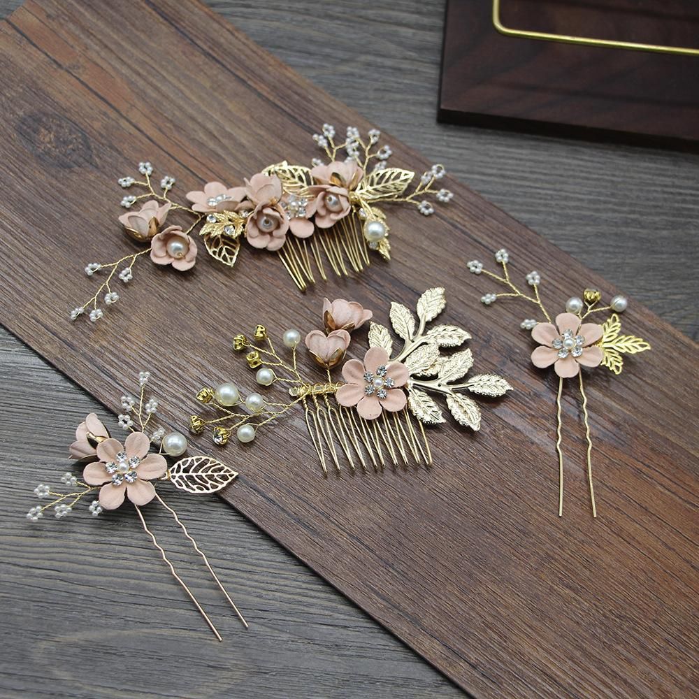 Bridal Headdress Senmei Fairy Light Blue Pink White Flower Hair Comb Hairpin Korean Wedding Wedding Dress Accessories blue