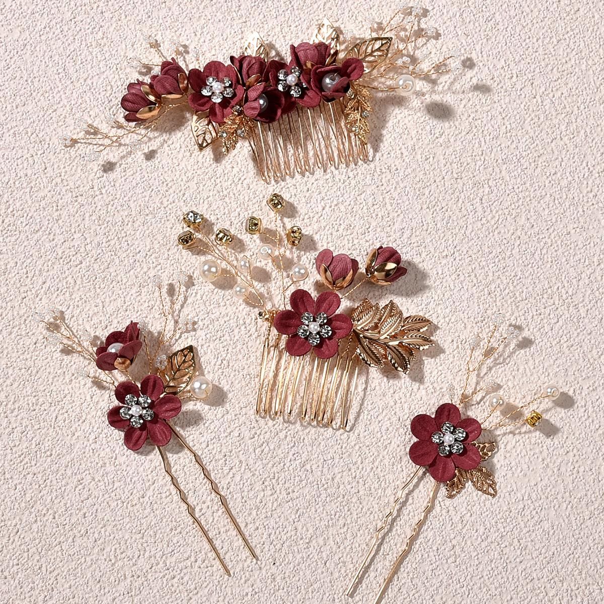 Bridal Headdress Senmei Fairy Light Blue Pink White Flower Hair Comb Hairpin Korean Wedding Wedding Dress Accessories blue