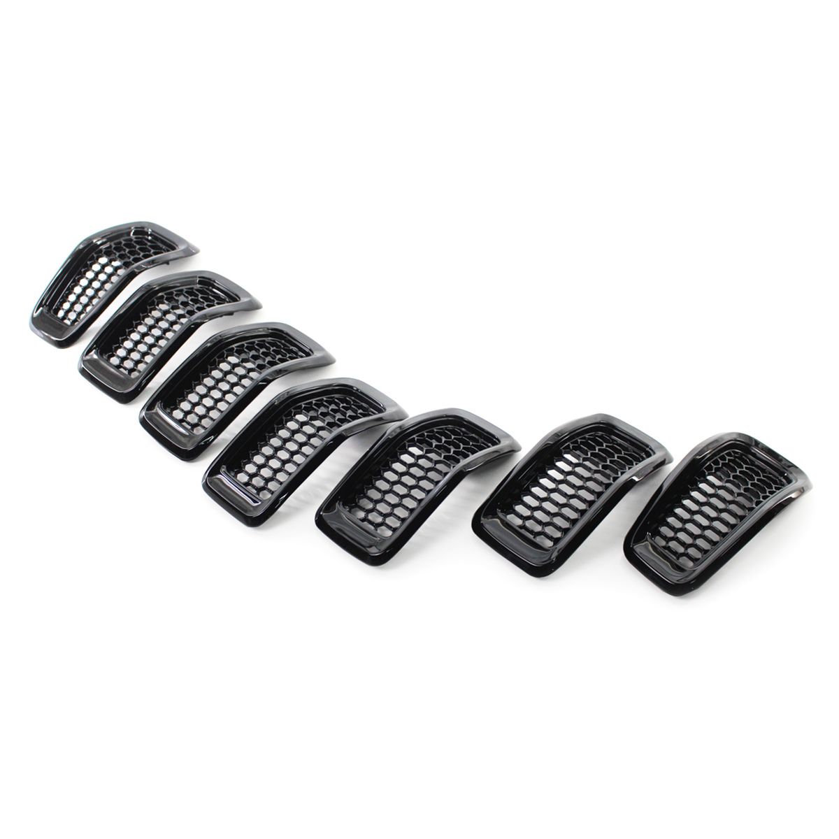 7PCS Grille Covers ABS Painted Glossy Black Replacement For