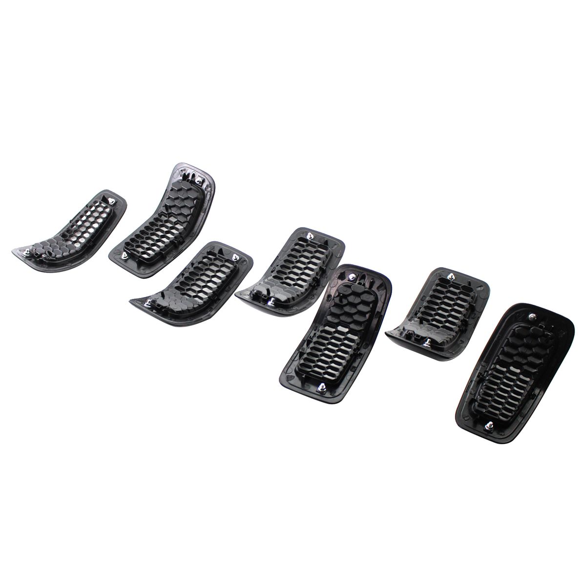 7PCS Grille Covers ABS Painted Glossy Black Replacement For