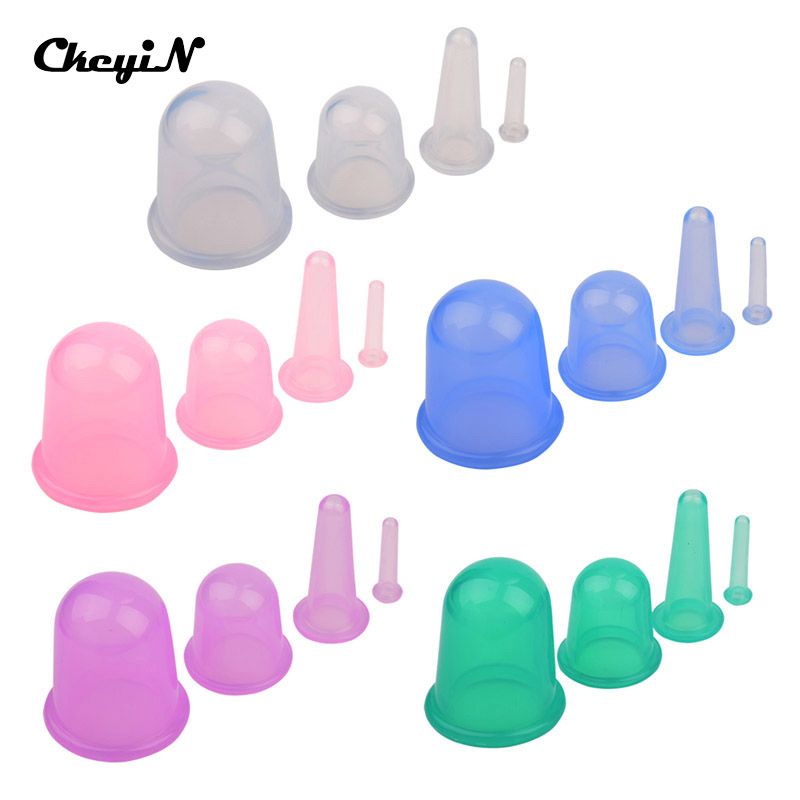 Cups AM017Q-4546 Eye Anti Set For Care Silicone Neck Cupping Cupping Arm Vacuum Health Cellulite Body Massage 1set/4pcs