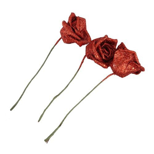 7 Foam Rose Artificial Flower Bridal Bouquet Red