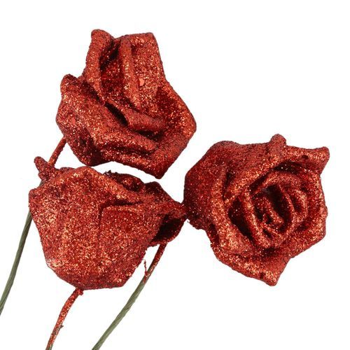 7 Foam Rose Artificial Flower Bridal Bouquet Red