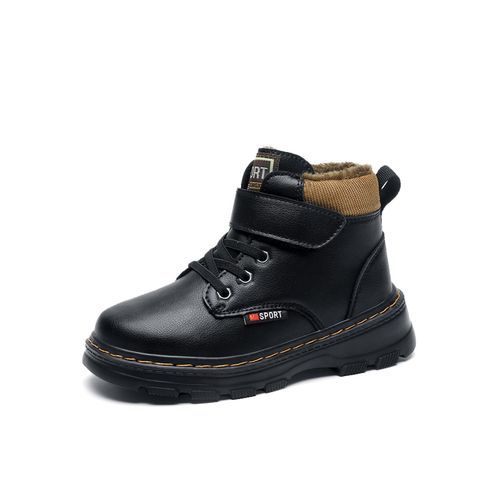 Children's Non-slip Plush Lining Warm Martin Boots Snow Boots-Black