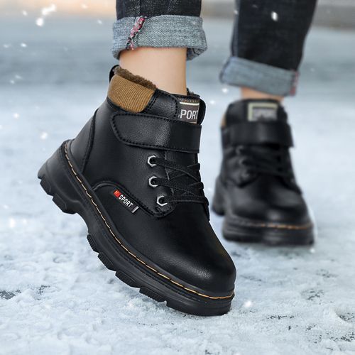 Children's Non-slip Plush Lining Warm Martin Boots Snow Boots-Black