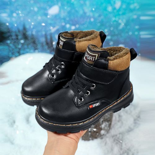 Children's Non-slip Plush Lining Warm Martin Boots Snow Boots-Black