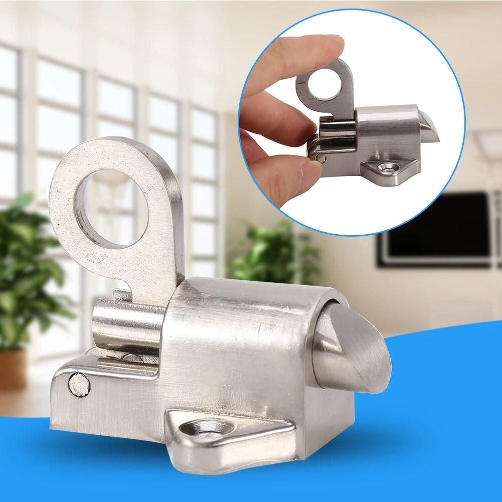 Lock Window Gate Security Pull Ring Spring Bounce Door Bolt Safety Latch Hasp Sliding Aluminum Latch Lock