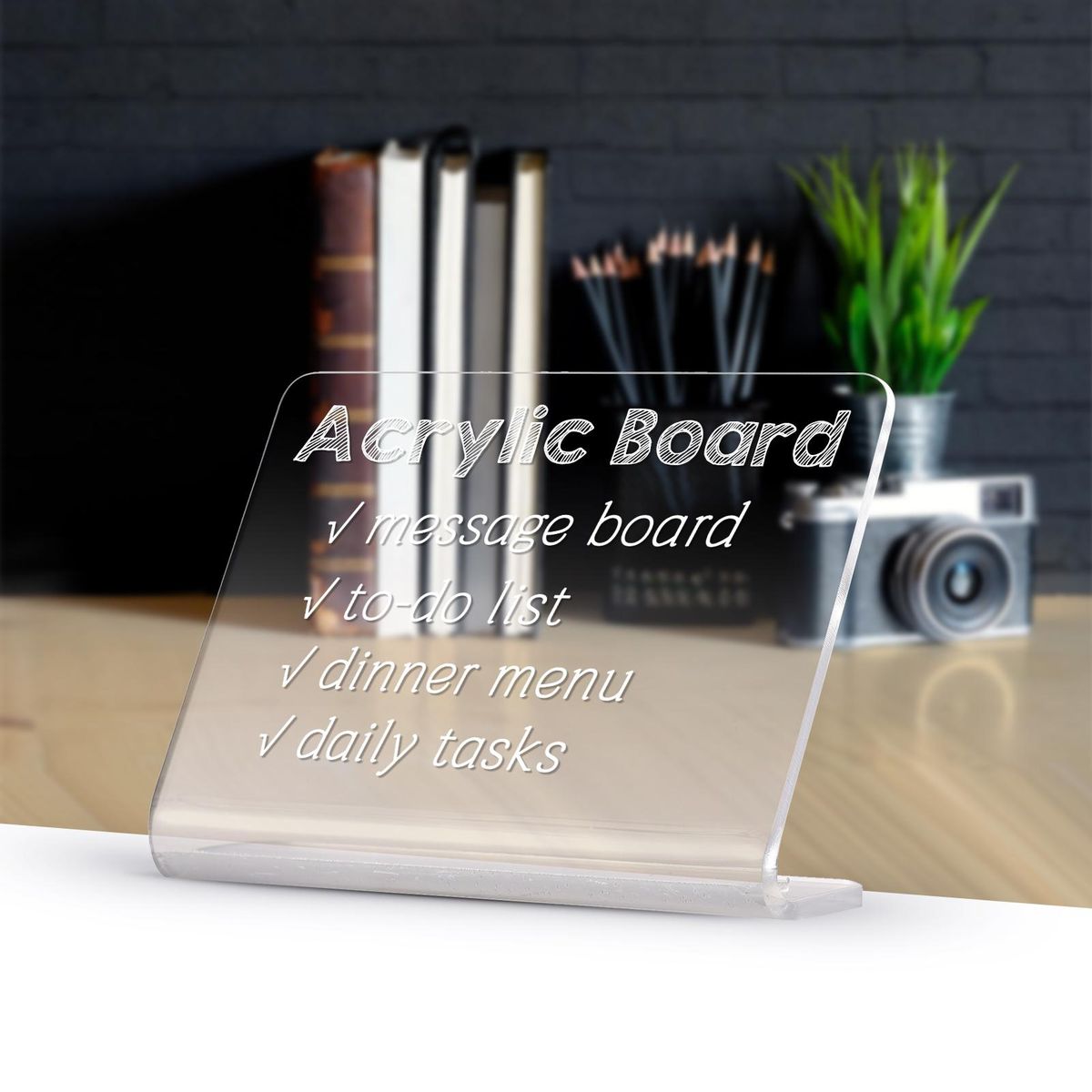 Clear Acrylic Dry Erase Board Letter Message Board 3.5''x2.7'' Transparent Plate for Note Memo Frameless Writing Board Desktop Decor Home Office School Clothes Shop Jewelry Store