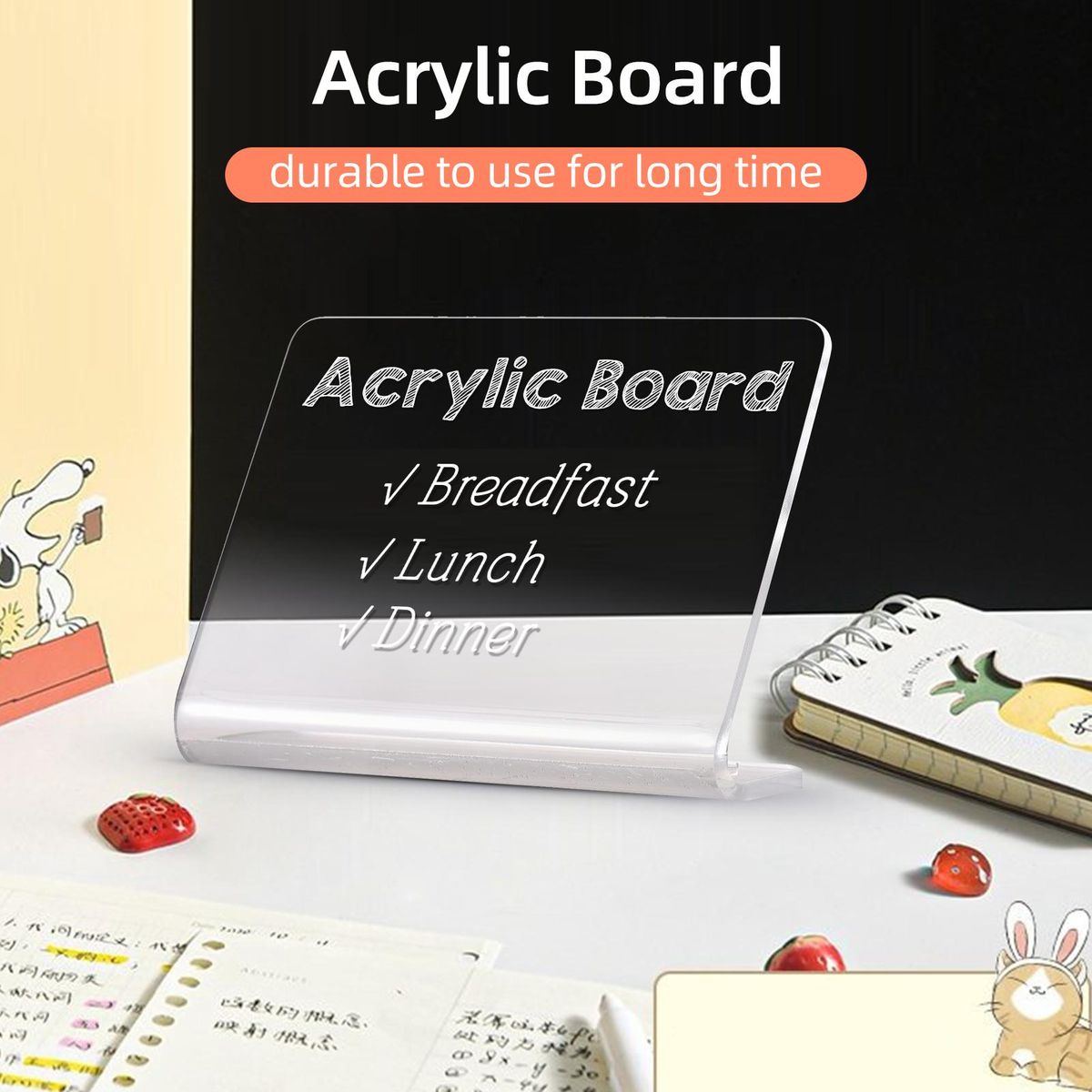 Clear Acrylic Dry Erase Board Letter Message Board 3.5''x2.7'' Transparent Plate for Note Memo Frameless Writing Board Desktop Decor Home Office School Clothes Shop Jewelry Store