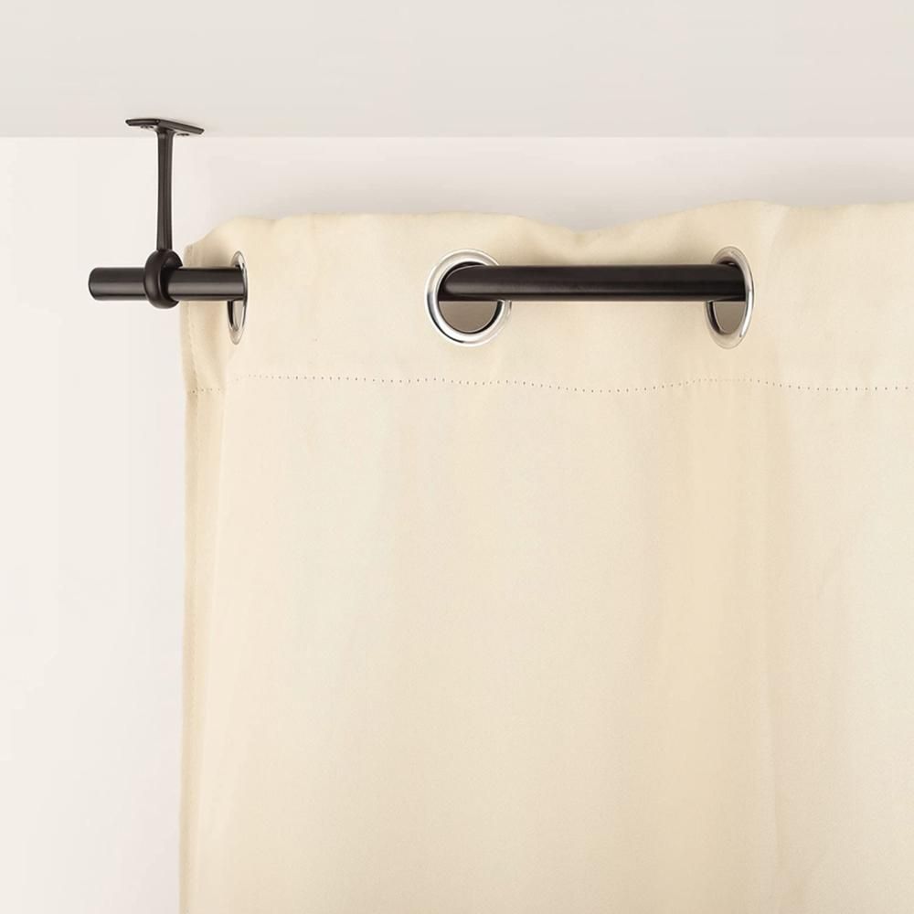 Ceiling Mounted Curtain Rod Brackets Heavy Duty Ceiling Bracket for 1 Inch Curtain Rod Holder 2 Black