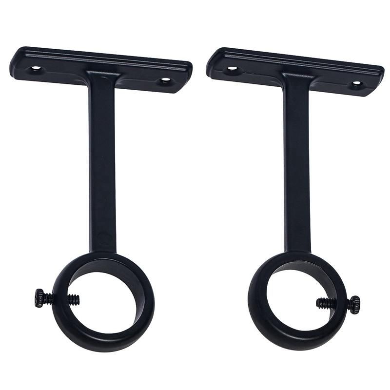 Ceiling Mounted Curtain Rod Brackets Heavy Duty Ceiling Bracket for 1 Inch Curtain Rod Holder 2 Black