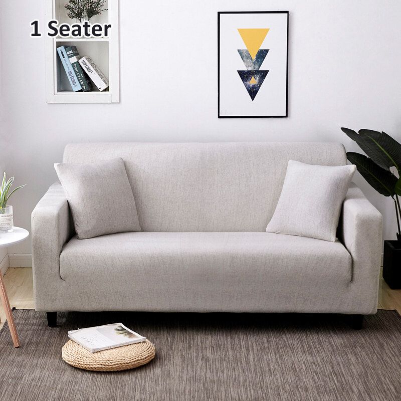 1/2/3 Seaters High Stretch Couch Cover-One Piece Sofa Chair Cover Set Light Grey Furniture Protector Light Grey