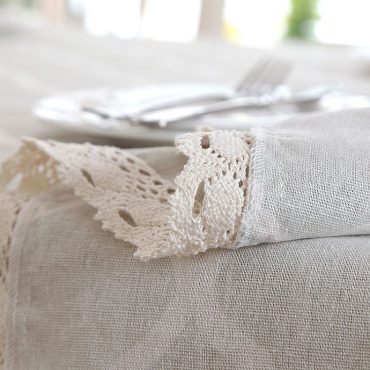 Cotton And Geometric Rhombus Gray LaceTablecloth