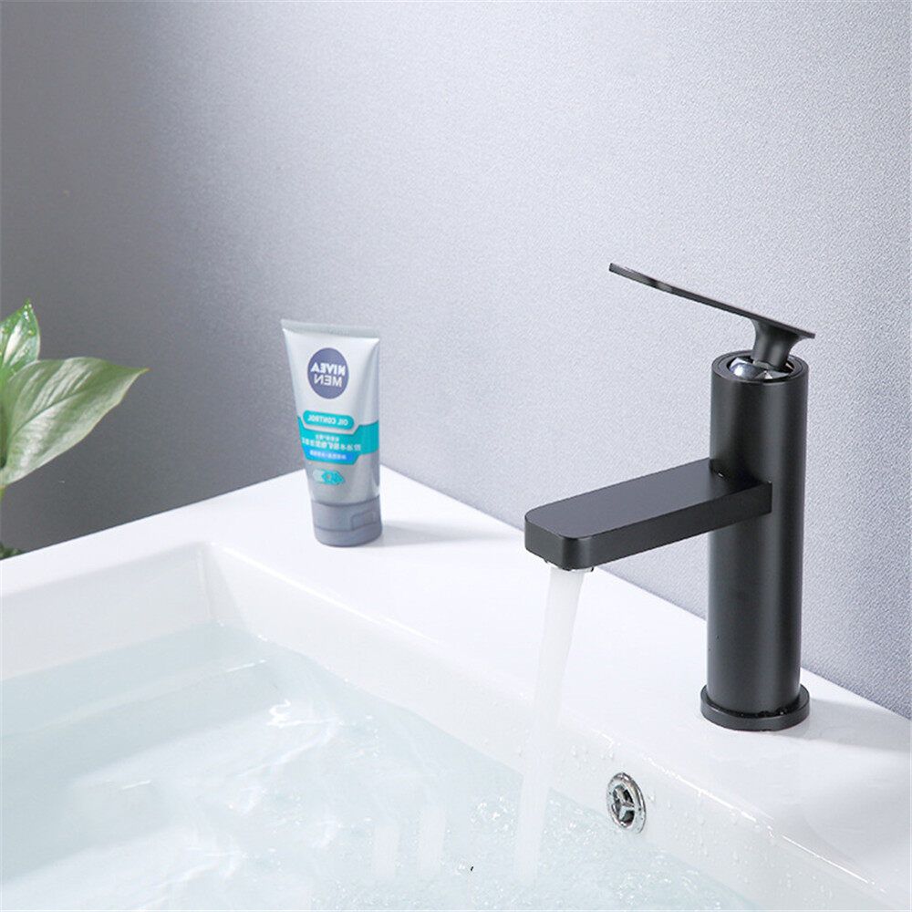 Home Kitchen Bathroom Basin Sink Water Faucet Single Handle Hot Cold Water Mix Faucets Wash Tap Black