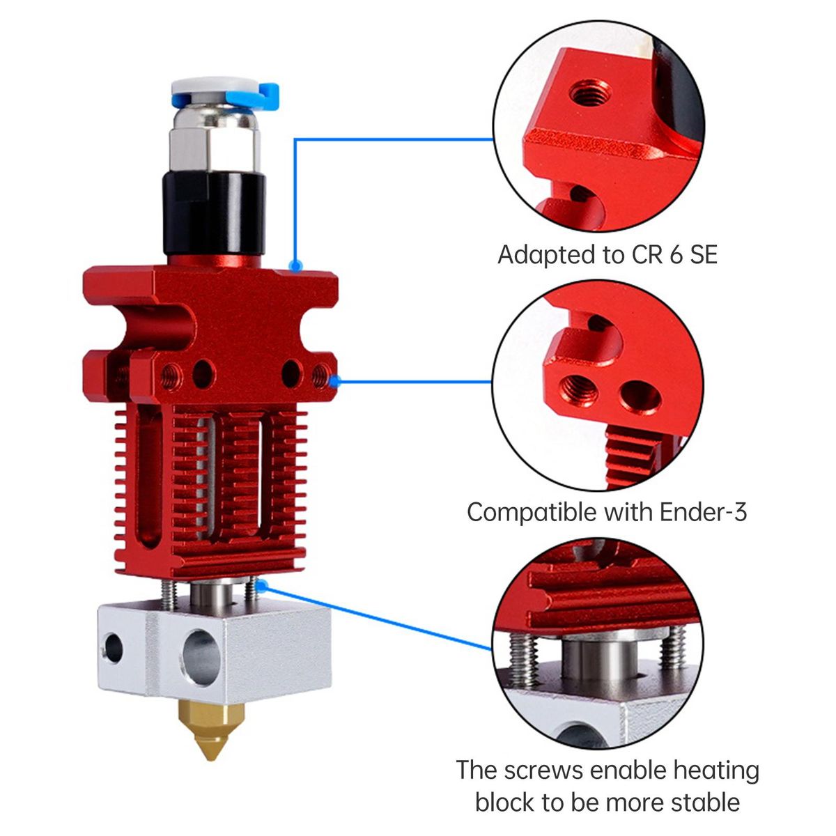 CR-6 SE Hotend Kit All Metal Design Compatible with Creality CR6 SE/ Ender-3 Series 3D Printers with Insulation Silicone Sock