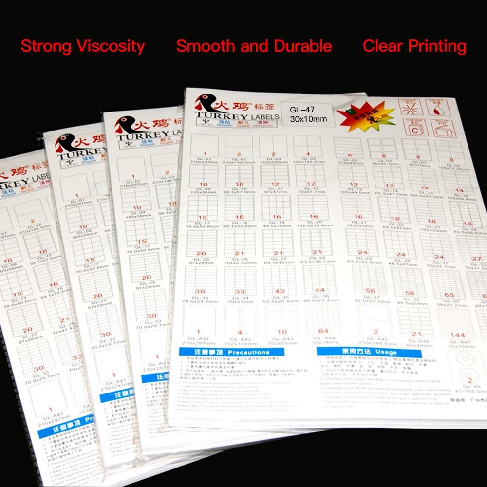 50 Sheets Sticker Paper White Matte Adhesive Labels SKU Shipping Address Labels 30*10*144 for Inkjet Prenter