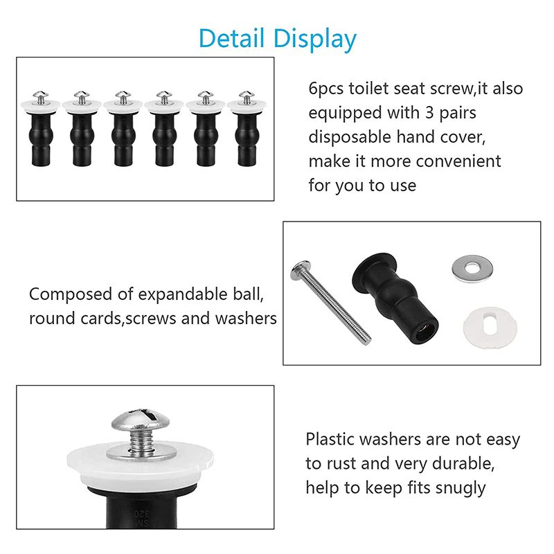 Toilet Seat Screws,Universal Rubber WC Blind Hole