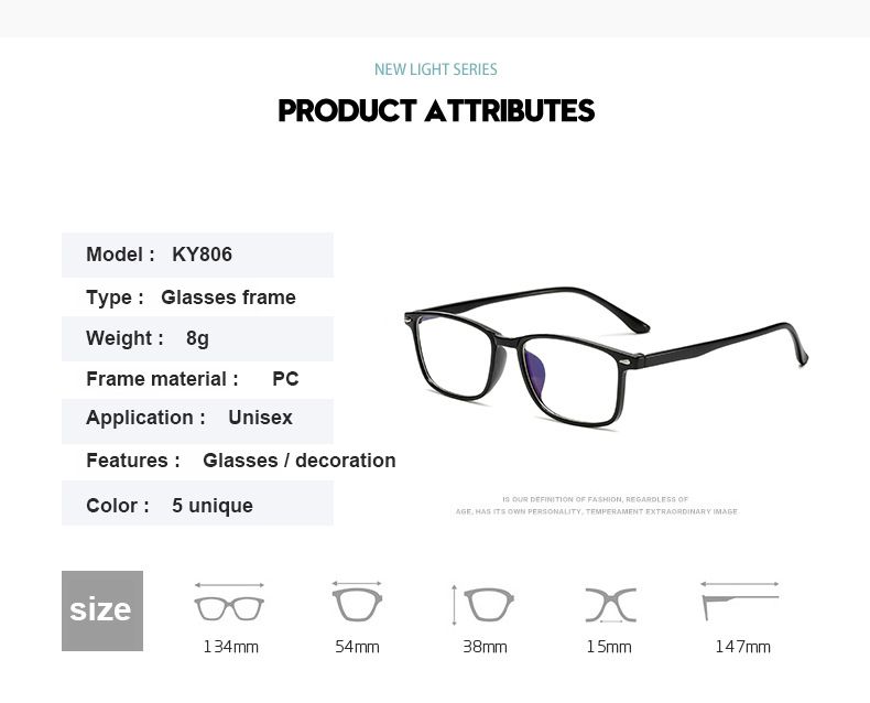 BOYSEEN Blue Film Myopia Glasses 806