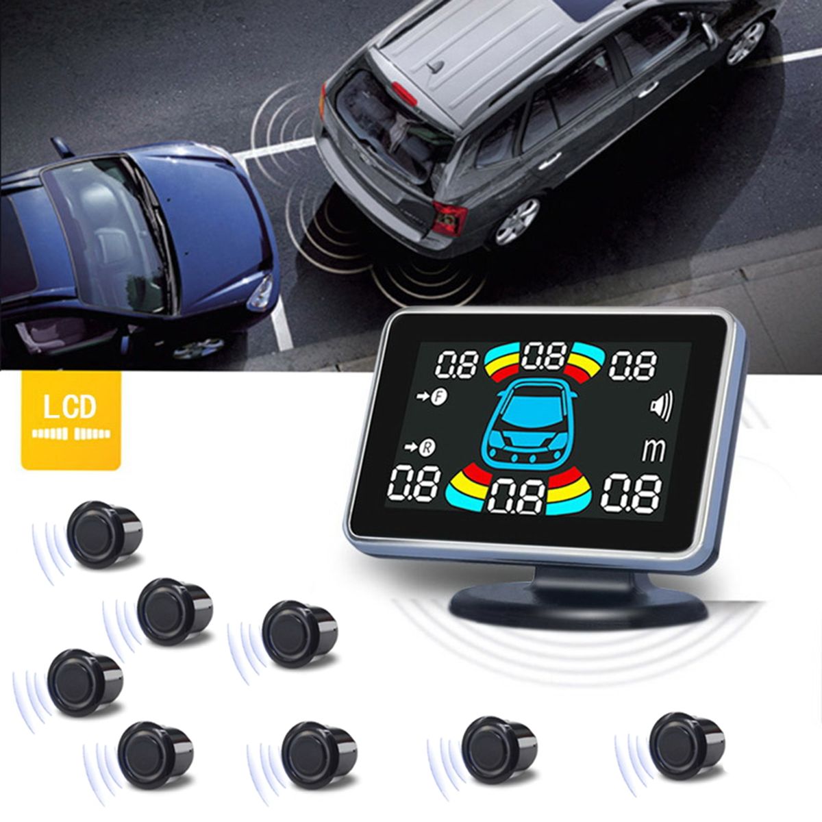 1 Set Car Reversing Radars High Sensitivity Black