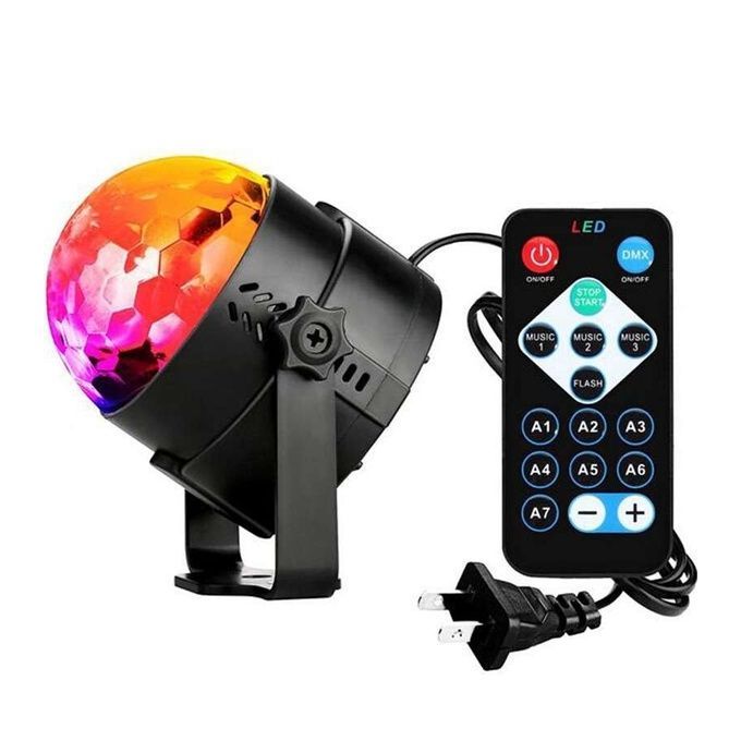 Multi-application Multi-function Mini RGB LED Magic Crystal Ball Light Party Disco Lights ( 3w Strobe Lamp Show With Remote Control ) - Multicolor
