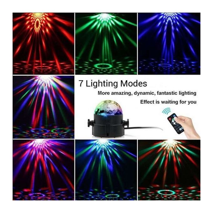 Multi-application Multi-function Mini RGB LED Magic Crystal Ball Light Party Disco Lights ( 3w Strobe Lamp Show With Remote Control ) - Multicolor