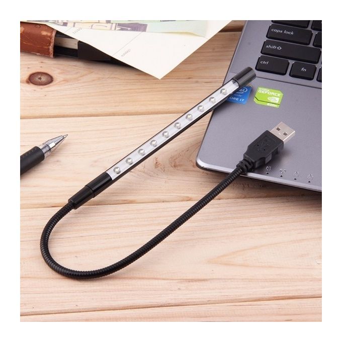 Flexible USB 10LEDs LED Light Lamp - White