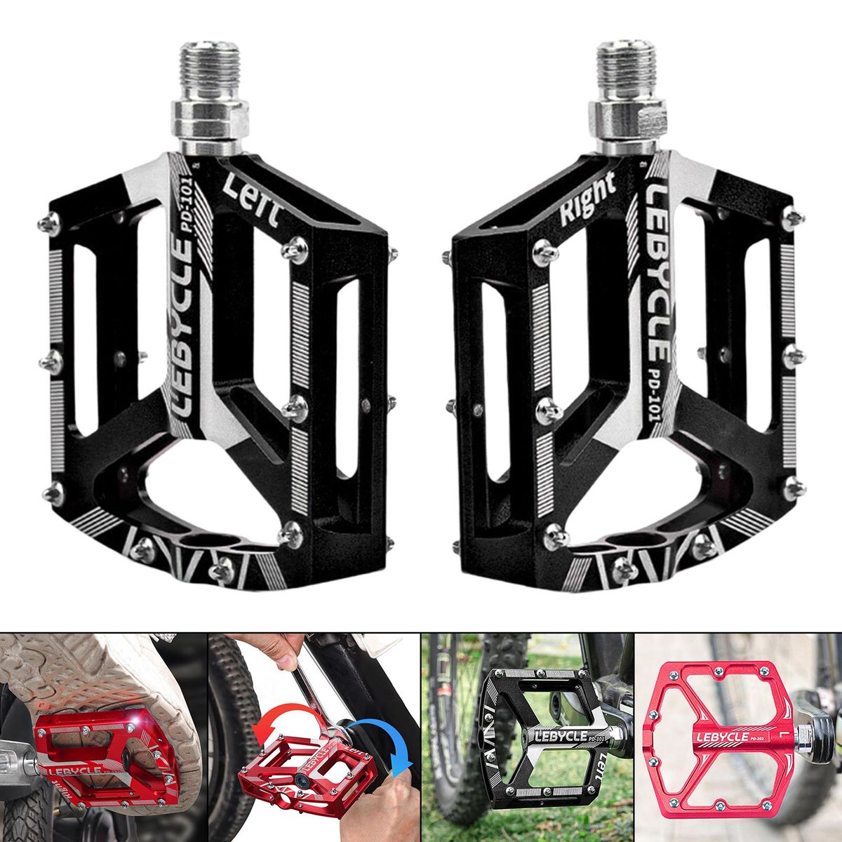 MTB Bike Pedals For Cycling Bicycle Flat Platform Pedal PD 101 Black