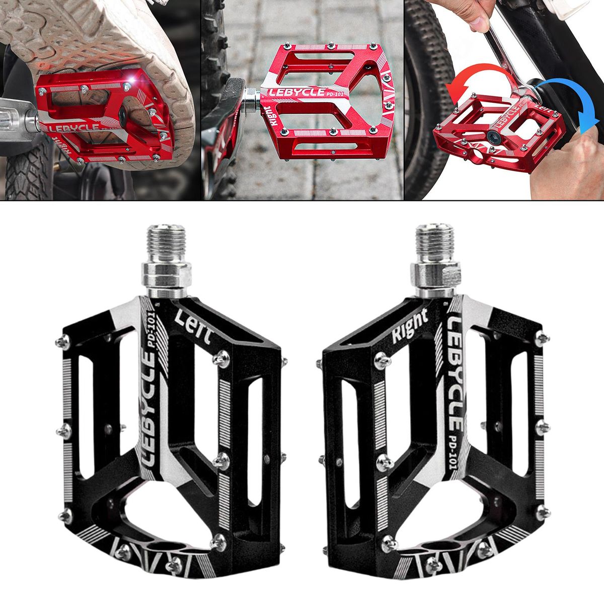 MTB Bike Pedals For Cycling Bicycle Flat Platform Pedal PD 101 Black