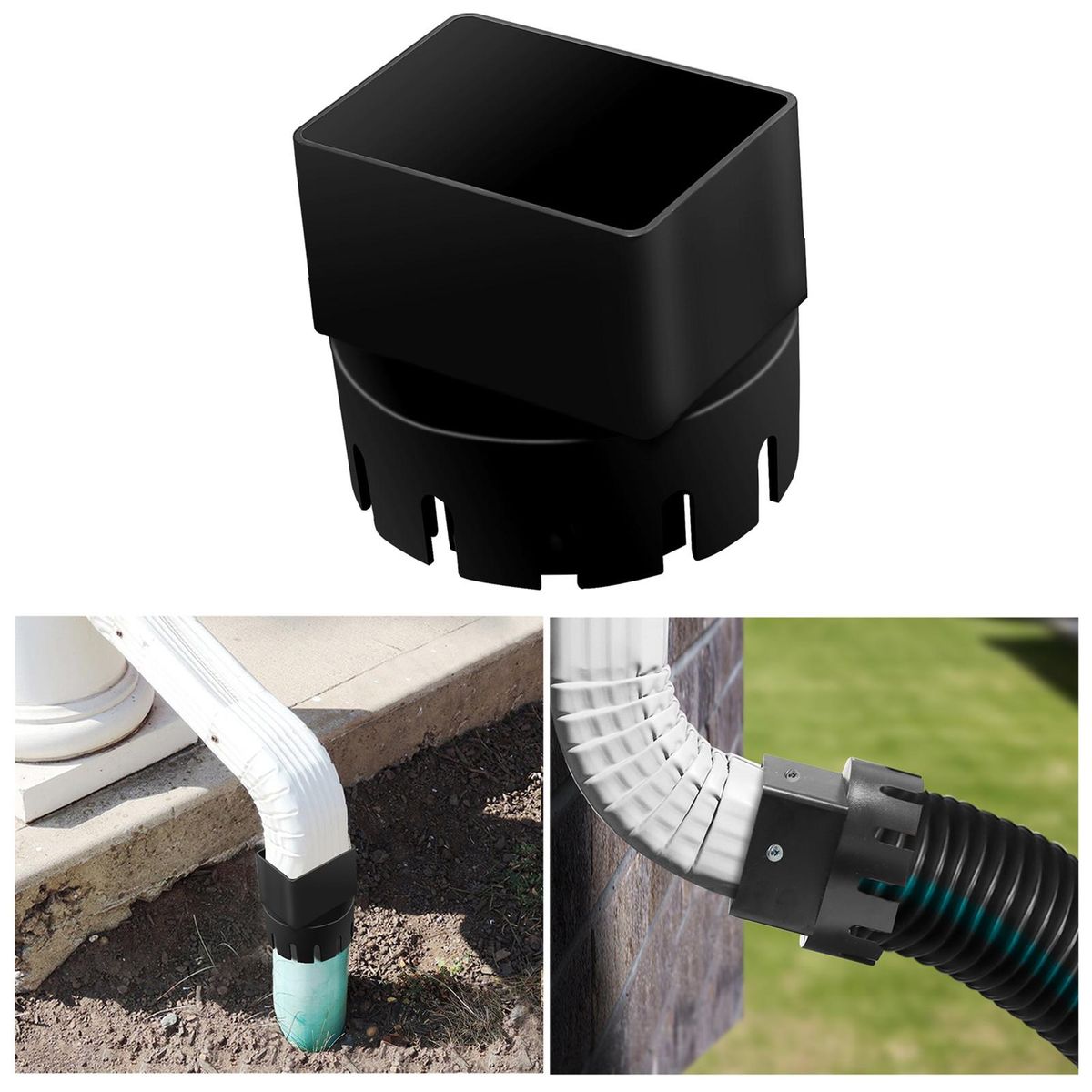 Downspout Connector Roof Rain Gutter to Downspout Adapter Black