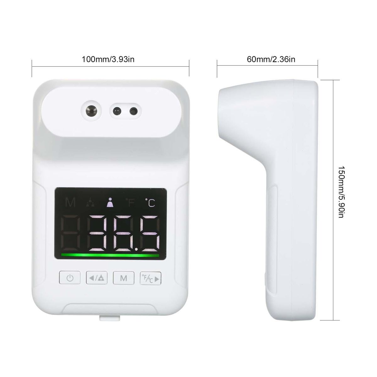 Non-Contact Digital Thermometer Voice Reading Thermometer Wall-Mounted Infrared Forehead Thermometer + Portable Fingertip Clip Pulse Oximeter TFT Display Screen Mini SpO2 Monitor Pulse Rate Measuring Oxygen Saturation Monitor