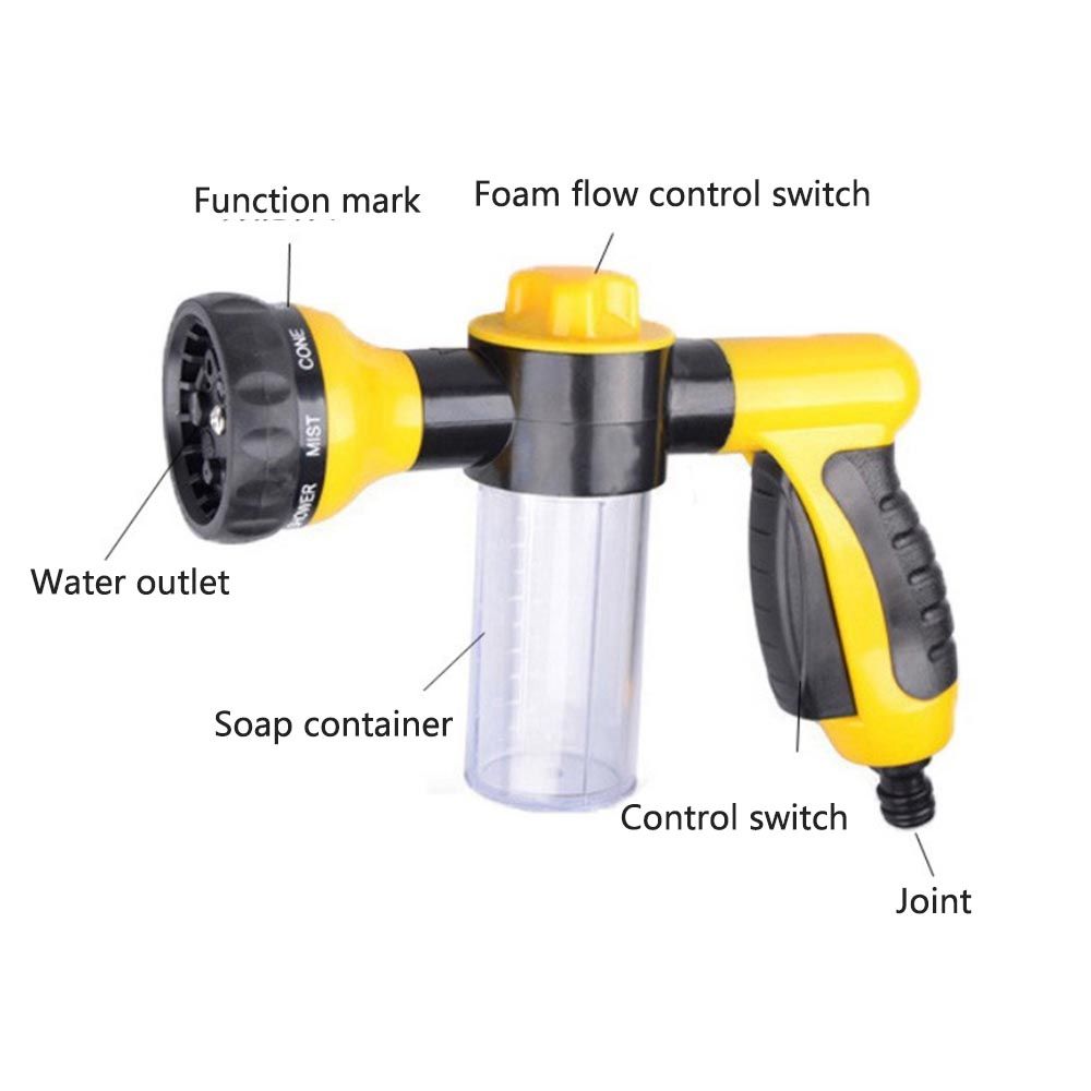 Multi-function 8 Patterns Foam Water Sprayer With 4 Water