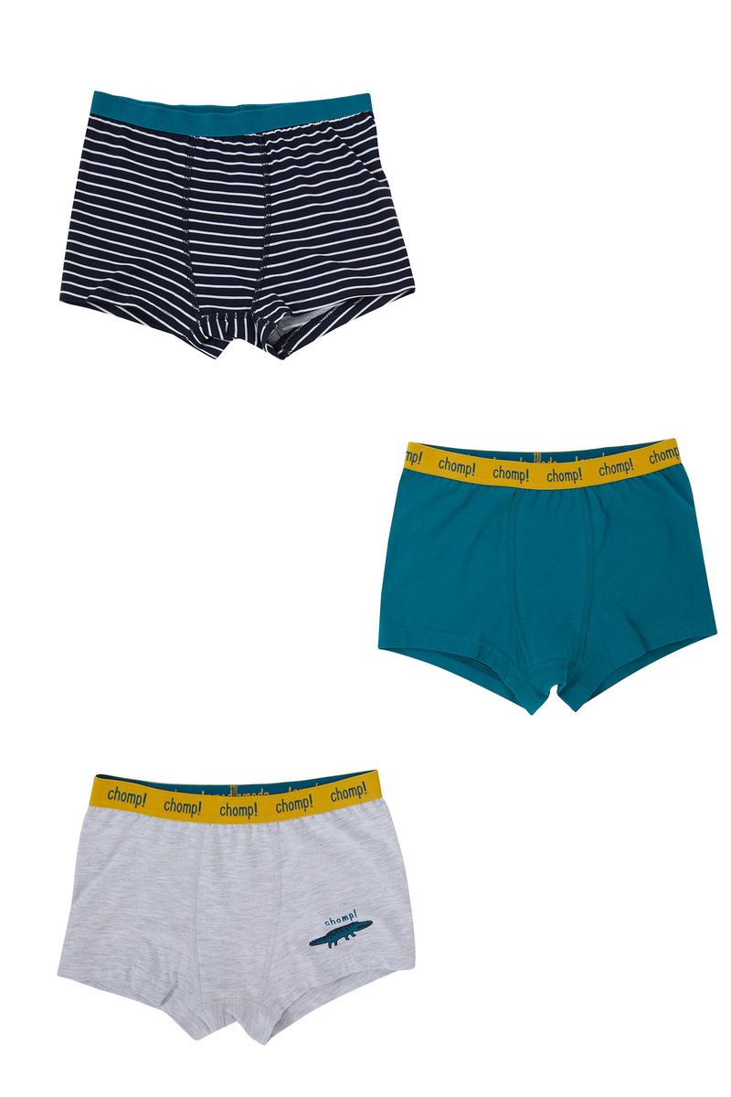 3 Piece Boy Casual Regular Fit Knitted Boxer - Navy